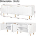 Mid Century Modern TV Stand for 80 Inch TV, Entertainment Center with 4 Large Drawers, TV Stand for Living Room, Media TV Console Table with Storage for Bedroom, White