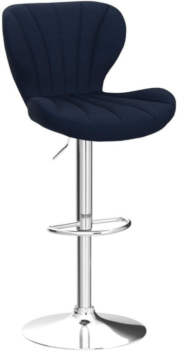 Ellston Velvet Adjustable Swivel Barstools in Blue, Set of 2