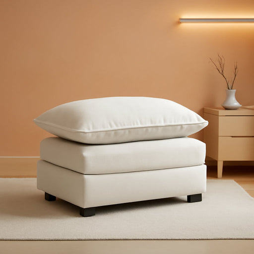 36.6" Big Cloud Comfy Ottoman Chenille Cream White