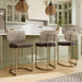 Counter Height Bar Stools Set of 3, Kitchen Barstools with Back | 24 Inch Modern Bar Stool, Metal Gold Barstool for Kitchen Island, Faux Leather Countertop Stools, Taupe