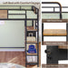 Twin Loft Bed with Desk, Twin Bed Frame with 6 Storage Drawers, 2 Bedside Organizer,3 Movable Hooks,Led Lights & Charging Station,Bunk Bed with Desk, Clothes Rack,Safety Guardrail,Rustic Brown
