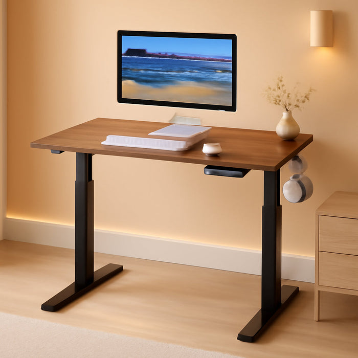 Electric Height Adjustable Standing Desk, 40 X 24 Inches, Walnut