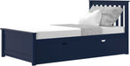 Twin Bed, Wood Bed Frame with Headboard for Kids with Trundle, Slatted, Blue