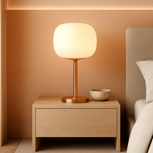 JYL7108C Natalia 12.25" Modern Minimalist Iron Rechargeable Integrated LED Table Lamp Contemporary Bedside Desk Nightstand Lamp for Bedroom Living Room Office, Brass Gold/White