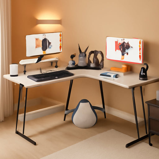 L Shaped Gaming Desk Computer Corner Desk PC Gaming Desk Table with Large Monitor Riser Stand for Home Office Sturdy Writing Workstation (Classical White, 51 Inch)