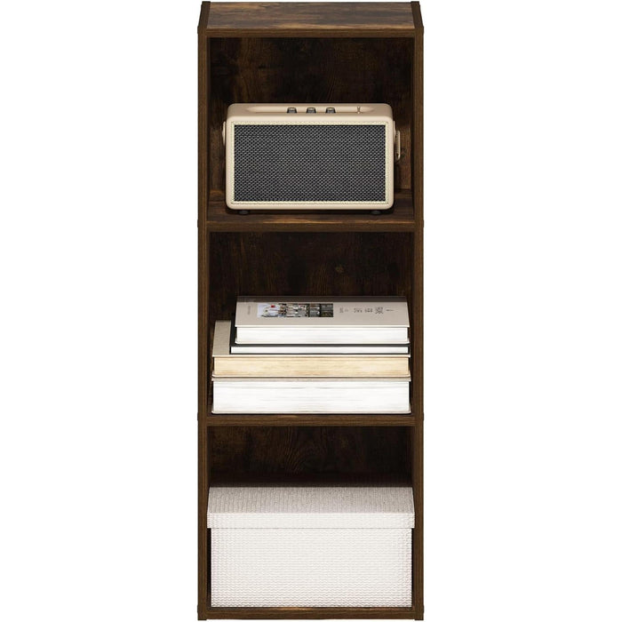 Pasir 3-Tier No Tool Assembly Open Shelf Bookcase, Amber Pine