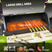 Charcoal Grill with Offset Smoker, 231 Sq.In. Cooking Area, Barrel BBQ Grill and Smoker Combo with Side Tables, Shelf, Thermometer, Wheels for Outdoor Patio Backyard Party Event Gathering