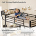 Bunk Bed Twin over Twin, Metal Bunk Beds with Desk & Power Outlet, Heavy-Duty Twin Bunk Beds with Storage Rack, Bunkbeds Frame with Safety Guardrail & Ladders for Juniors, No Box Spring Needed, Black