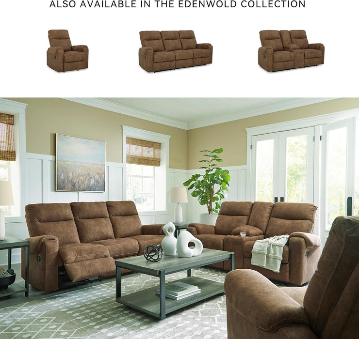 Edenwold Contemporary Faux Leather Manual Reclining Sofa, Dark Brown