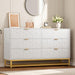 6 Drawer Dresser, White Modern 54" Large Dresser for Bedoom