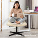Criss Cross Chair,Armless Cross Legged Office Chair,Wide Comfty Desk Chair with No Wheels Modern Height Adjustable,Swivel Fabric Vanity Chair Computer Task Chair (Pack of 1, Beige)