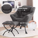 Dark GreyVelour Upholstered Accent Chair With Ottoman