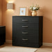 Black 4 Drawer Dresser for Bedroom, Modern Nightstand Storage Chest of Drawer, Wooden Side Table End Table, Living Room, Reception Room