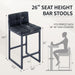 Bar Stools Set of 3, Upholstered Faux Leather Counter Height Barstools with Low Back and Thickened Metal Legs, Modern Bar Chairs for Kitchen Island, Bar (Black, 3Pcs 26" Counter Stools)