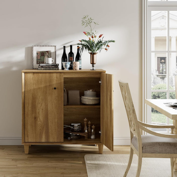 Sideboards Buffet Cabinet Wide Credenza Buffet Table with Adjustable Shelf, Modern Kitchen Accent Cabinet with Storage Compartments for Dining Room Living Room, Hallway, Oak Brown