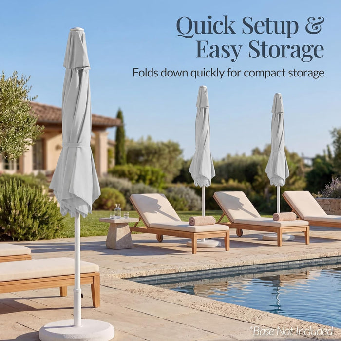 Best Choice Products 7.5Ft Patio Umbrella White Pole, Outdoor Market Umbrella with Push Button Tilt and Crank Lift, Steel Pole Umbrella for Backyard Patio Garden Pool Outdoor Shade - Fog Gray