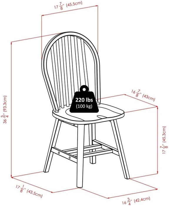 Windsor 2-Piece Chair Set, Solid Wood, Walnut Finish