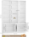 82.3" Triple Wide Bookshelf, Tall Bookcase with 4 Doors, White
