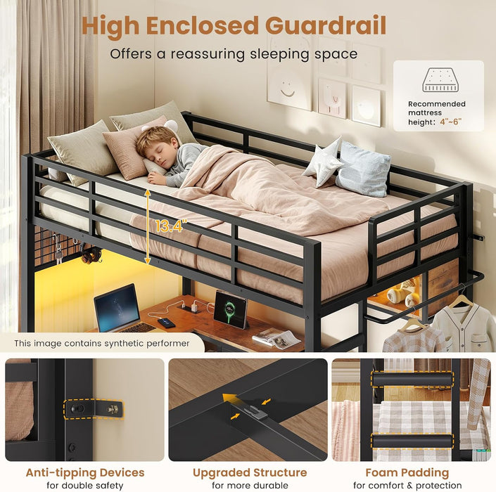 Black Twin Over Twin Bunk Bed SpaceSavingStorageSolution