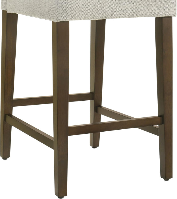 Counter Height Bar Stools Set of 3, 27" H Seat Height Upholstered Barstools, Fabric in Ivory