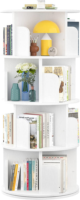 Rotating Corner Bookshelf 360 Degree White Storage