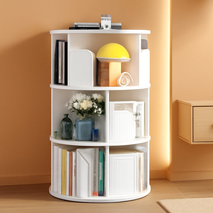 Rotating Corner Bookshelf 360 Degree White Storage