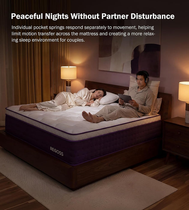 Queen Mattress 14 Inch Hybrid Mattress for Side Sleeper, Medium Plush