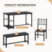 55-Inch Dining Table Set for 4 with Bench, Wine Rack, Black