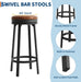 30'' Swivel Bar Stools Set of 4 with PU Leather Cushion | Backless round Counter Height Barstools, Metal Frame Legs and Footrest, for Kitchen Island, Home Bar, Brown