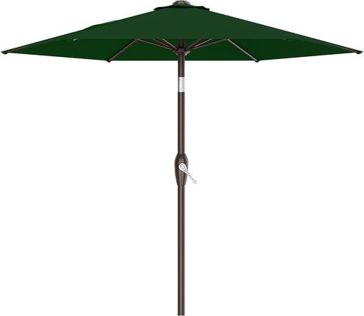 7.5FT Patio Umbrella Table Market Umbrella W/Tilt and Crank, Heavy-Duty Outdoor Umbrellas for Pool, Deck, Garden and Backyard, Dark Green