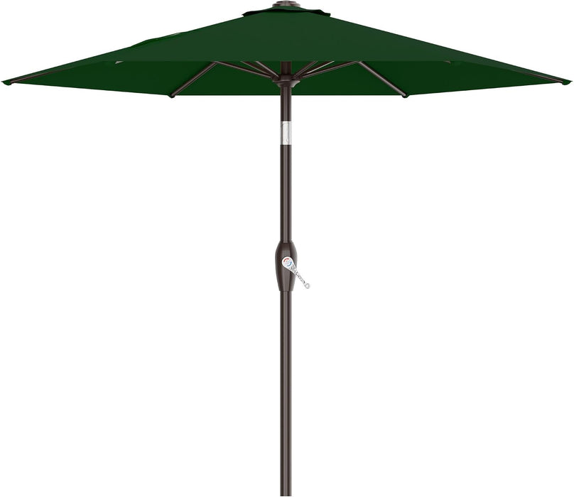 7.5FT Patio Umbrella Table Market Umbrella W/Tilt and Crank, Heavy-Duty Outdoor Umbrellas for Pool, Deck, Garden and Backyard, Dark Green