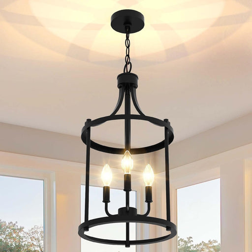 Chandelier Pendant Light Fixture, 3 Light Farmhouse Black Chandelier Pendant Lighting，Open Frame Hanging Light Fixture for Dining Room Foyer Entrance Kitchen Island