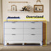 53" Long Dresser for Bedroom, 6-Drawer Dresser with Fluted Fronts, Wide Wood Chest of Drawers, Smooth Metal Slides, Stable Base, Modern Clothes Storage Cabinet for Living Room, Hallway