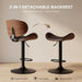 Bar Stools Set of 2, Adjustable Height 24-33'' Swivel Bar Chairs | PU Leather Upholstered Barstools with Removable Back for Kitchen Island Dining Room, Brown
