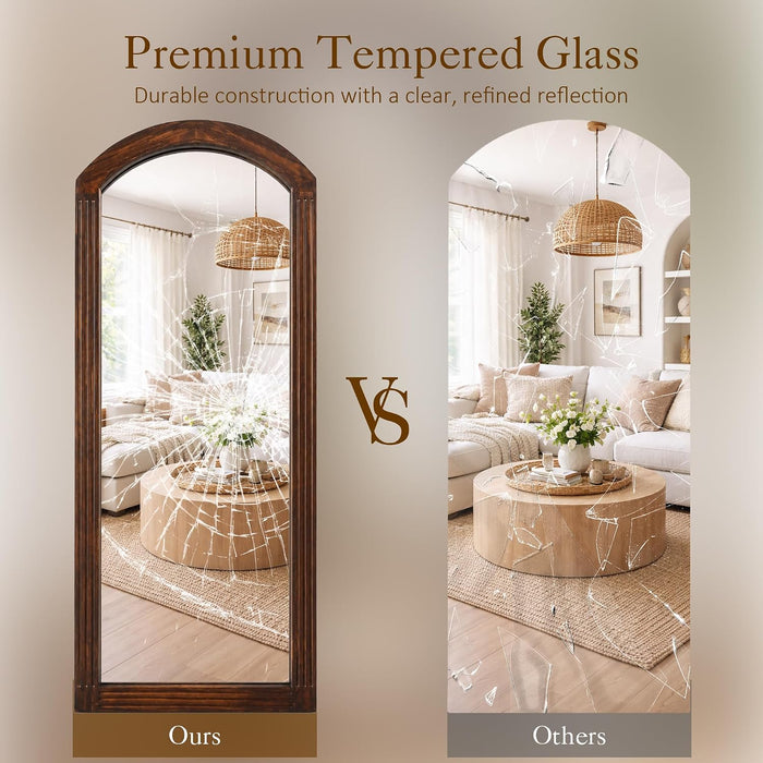 63" X 24" Arched Full Length Mirror with Solid Wood Frame