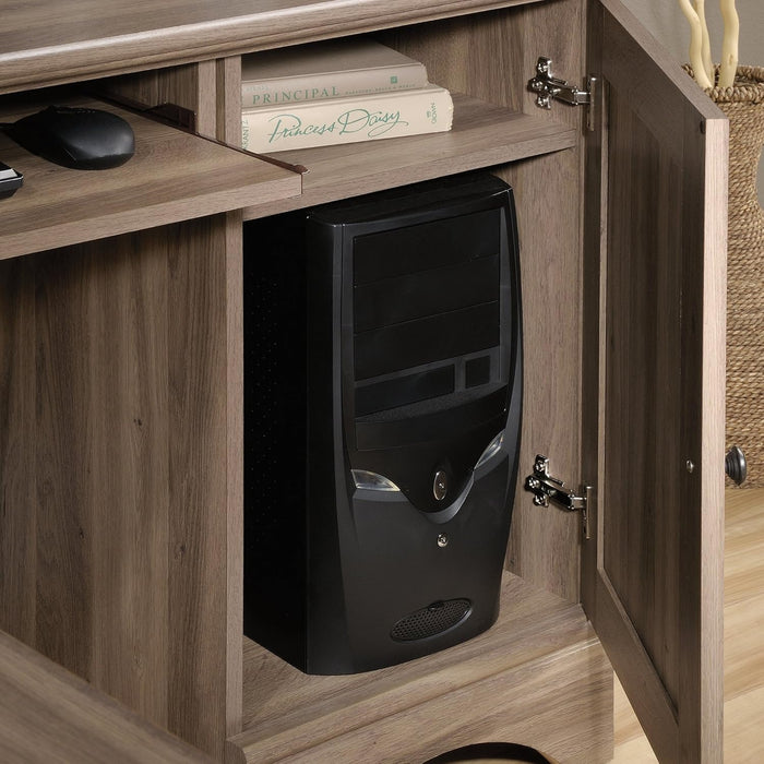 Harbor View Computer Desk, 66.14"D X 66.14"W X 30.28"H , Salt Oak Finish