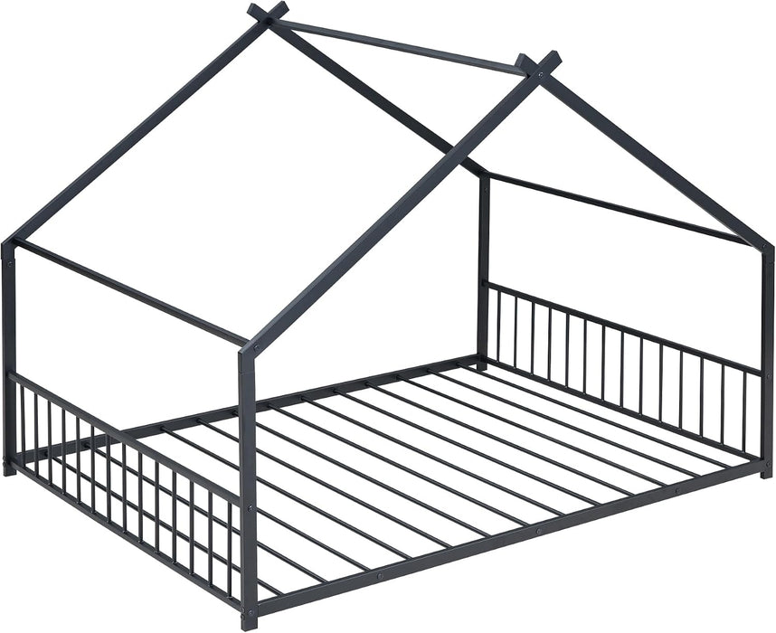 Montessori Oversized Floor Bed With Roof Playhouse
