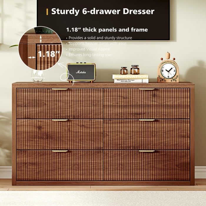 FiftyFiveInch Dresser Saddle Brown Storage Cabinet