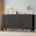 Black Dresser 9 Drawer Dresser for Bedroom, 57''Wide Fluted Wooden Dresser Storage Cabinet and Chest of Drawers with Metal Handle, Storage Organizer for Living Room, Hallway, Entryway