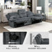 Mnul Double Reclining Sof, Corduroy Mnul Wll Hugger Recliner Couch, Pillow Top rms, Plush Fom Cushions over Pocket Coils, Cozy Reclining Sof for Living Room, Drk Gry
