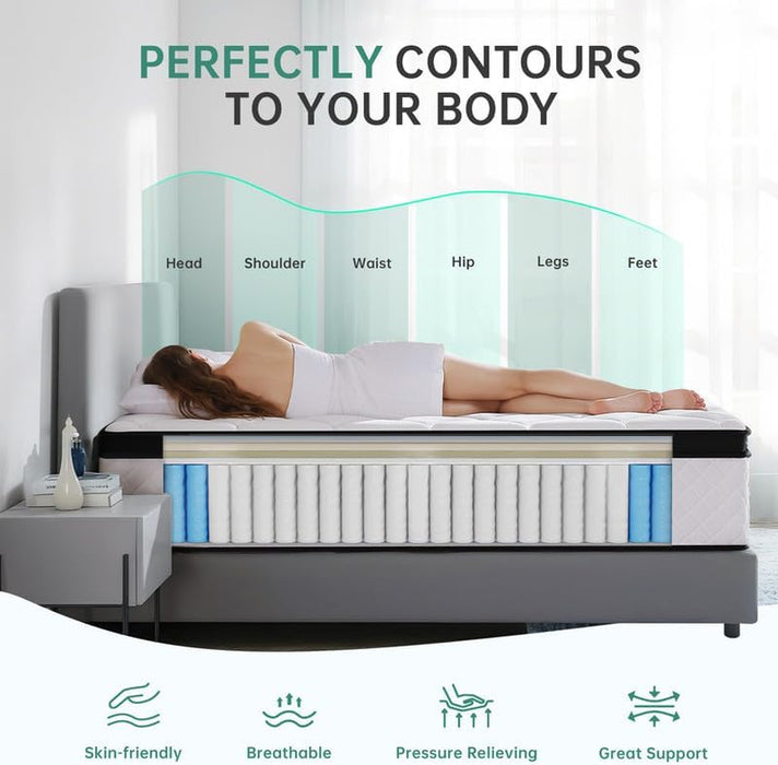 Queen Size Hybrid Memory Foam Mattress Stabilizing