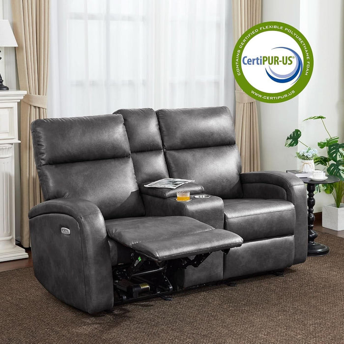 65.7" Zero Wall Recliner Loveseat with Console, 2-Seat Power Wall Hugger Sofa with Cup Holders, USB & Type-C Dual Charge Ports, for Living Room, RV PR646M2 (Dark Grey, Loveseat with Console)