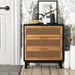 Aril 3-Drawer Woven Cane Front Accent Chest, Mid Century Modern 3 Drawers Nightstand