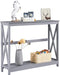 Console Table for Entryway, 2 Tier Narrow Sofa Table Bookshelf Accent Tables W/Storage Shelf, Living Room Entry Hall Foyer Tables Furniture, Grey