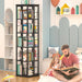 Rotating Bookshelf, Corner Bookcase, 360 Display Wood Spinning Bookshelves, Floor Standing Bookcases Narrow Shelf, 5 Tiers, Black