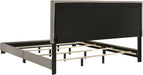 Home Furnishings - Dorian - Fabric Upholstered Wood Panel Bed with Padded Headboard, Wood Legs and Transitional Style - Bedroom - California King Size - Taupe - 300851KW