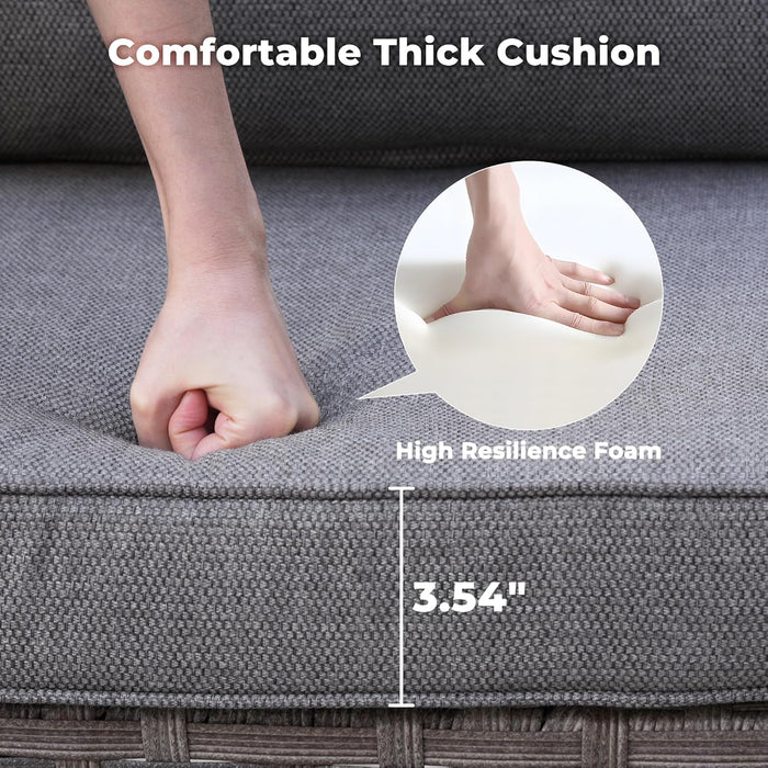 10 Pieces Patio Furniture Set, Outdoor Wicker Sectional Sofa with 30" Fire Pit Table Swivel Chairs, Modern Modular Deep Seat Rattan Couch Conversation Sets, Dark Grey