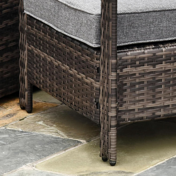 3 Piece Patio Furniture Set, PE Rattan Wicker Storage Table and Chairs W/Tufted Cushions for Outdoor Garden, Backyard, Poolside, Balcony, Gray