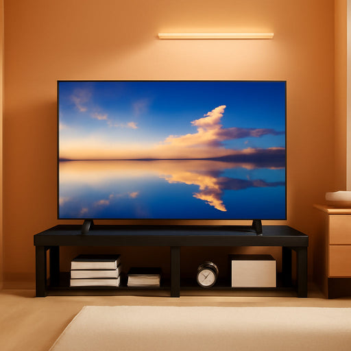 45" Large TV Riser for 32-60 Inch Tv,Tabletop Short TV Stand with Storage and Steel Legs,Dual Screen Office Desk,Stand Riser,Tv Riser Stand for Home,Bedroom,Living Room,Black TVT002B