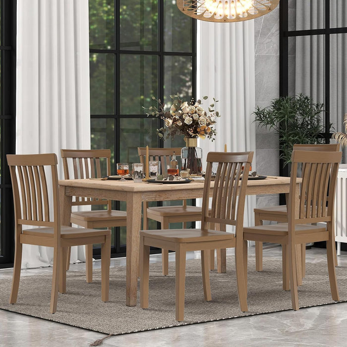 Wooden Dining Room Chairs Set of 6, Spindle High Back Windsor Kitchen Side Chair, Farmhouse Dining Chairs for Kitchen, Dining Room, Light Brown